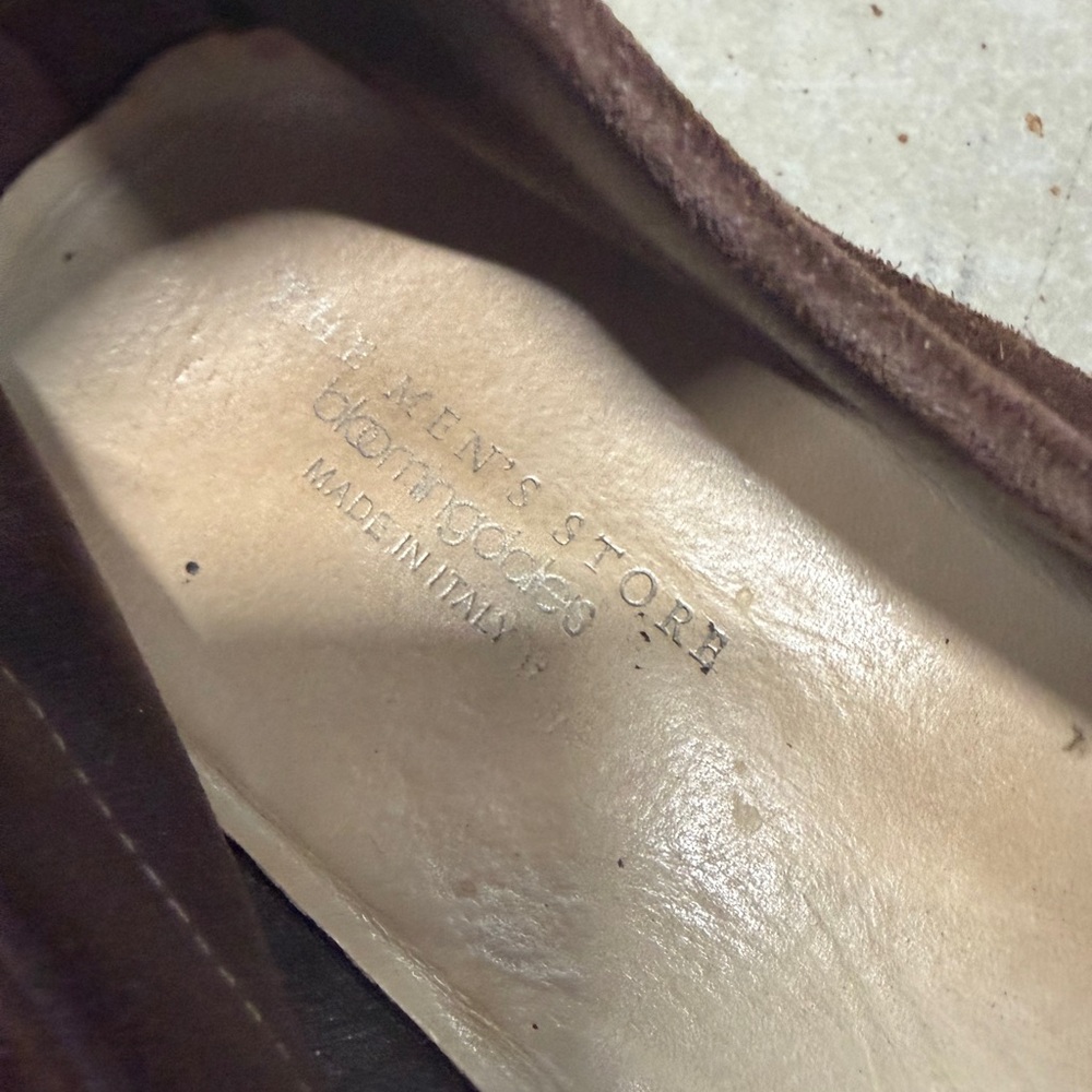 Brown Suede Loafers with Green Laces - Picture 6 of 9